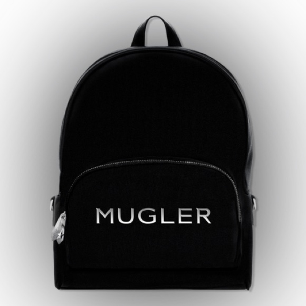 NEW Mugler Black Neoprene Backpack with Silver Tone Accents + Logo - Picture 15 of 15